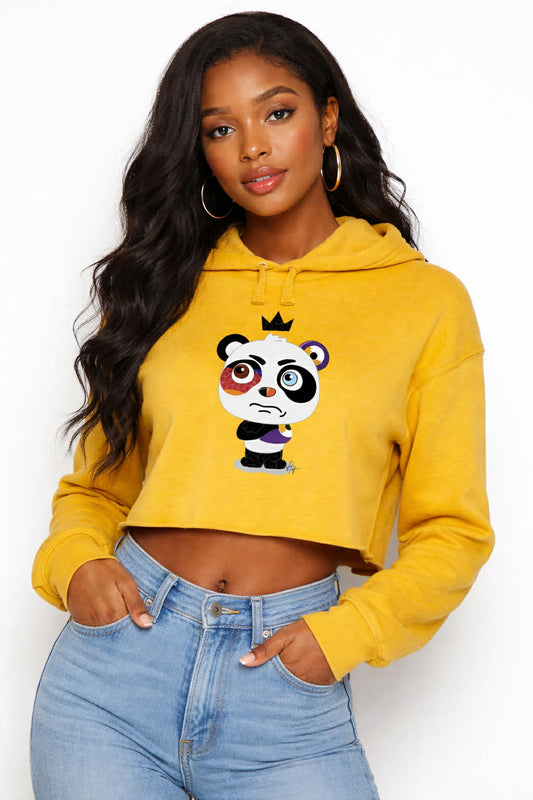 HT Panda Ladies' Cropped Fleece Hoodie